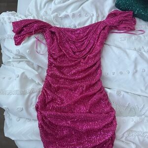 Pink Sequin Mini Dress